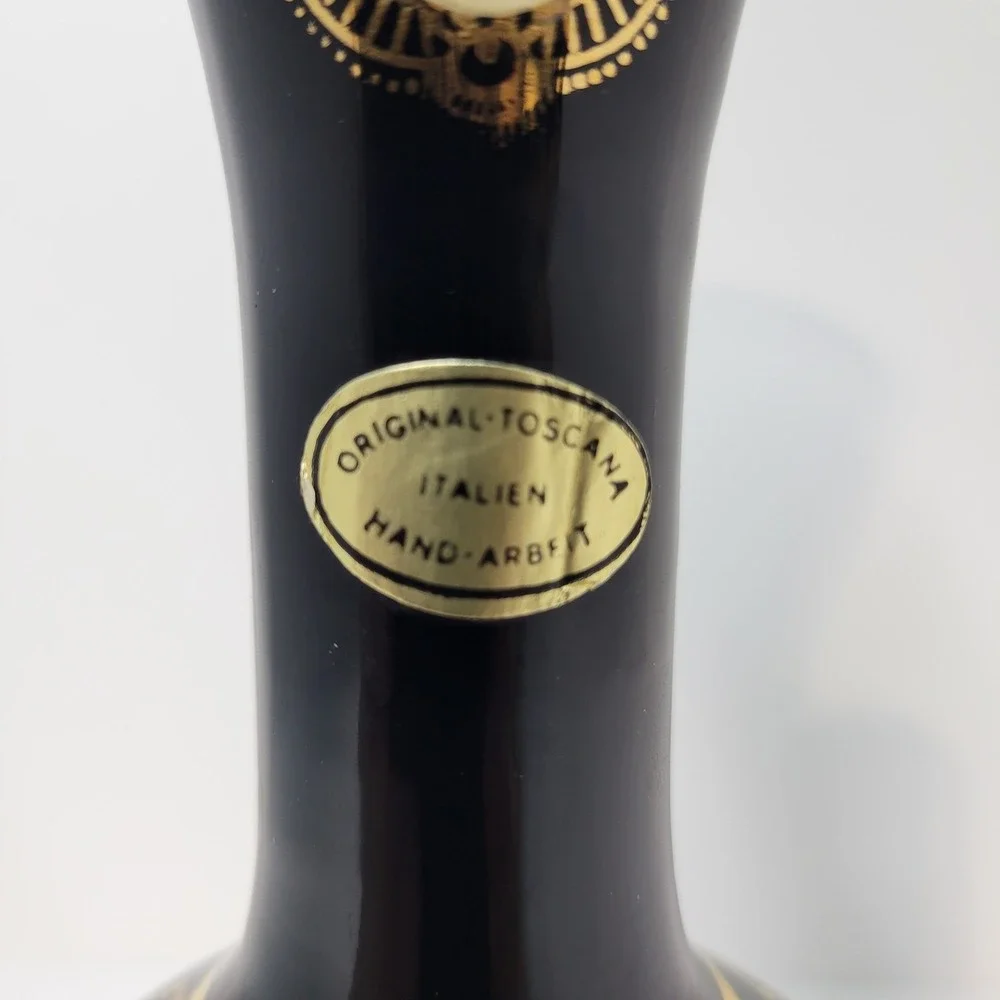 Original Toscana Vase Black Gold Cameo Italian‎ Hand-Arbeit Decor